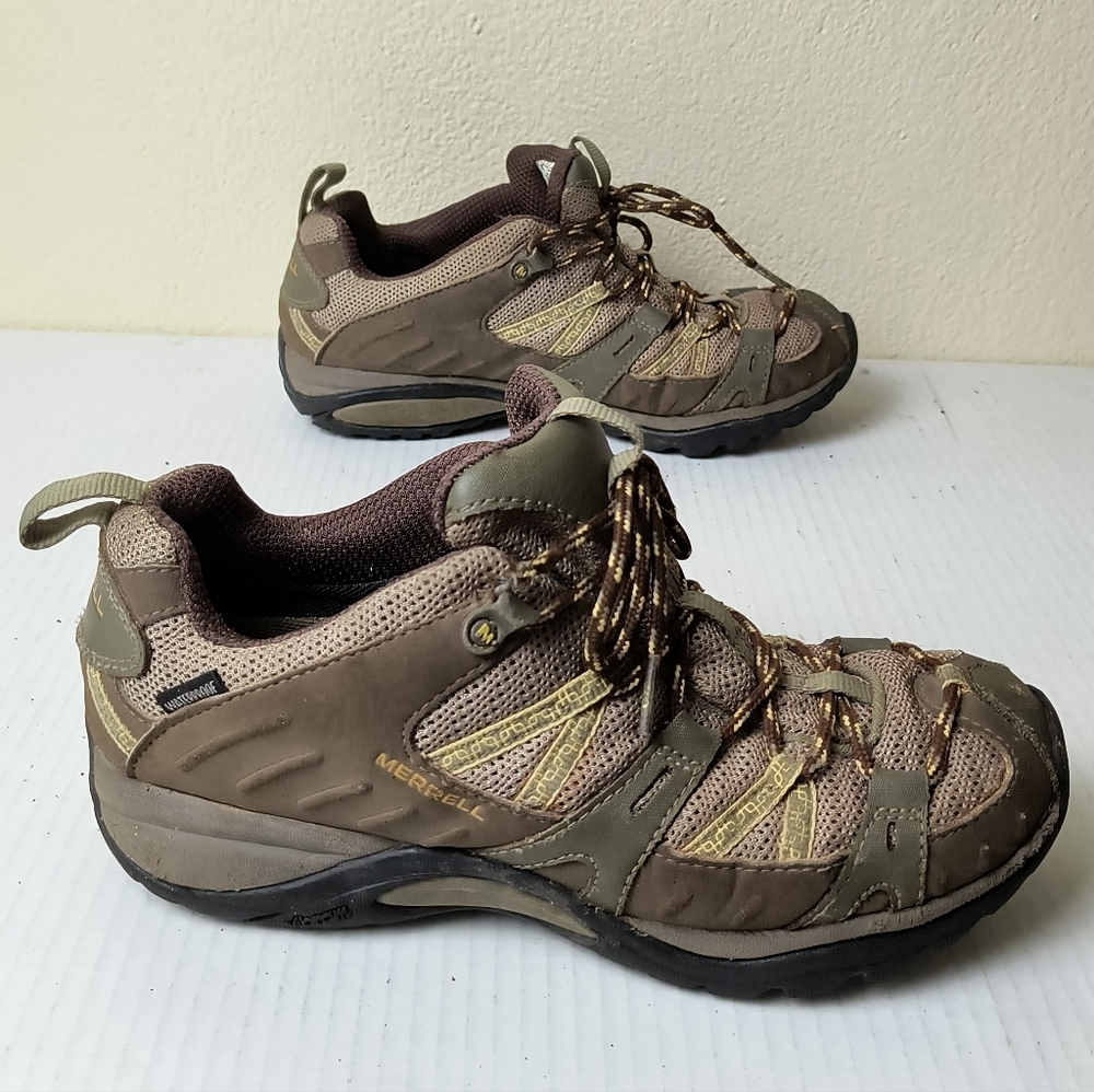 Merrell Brindle Vibram 8 Hiking Trail Shoes Waterproof Desert Sage